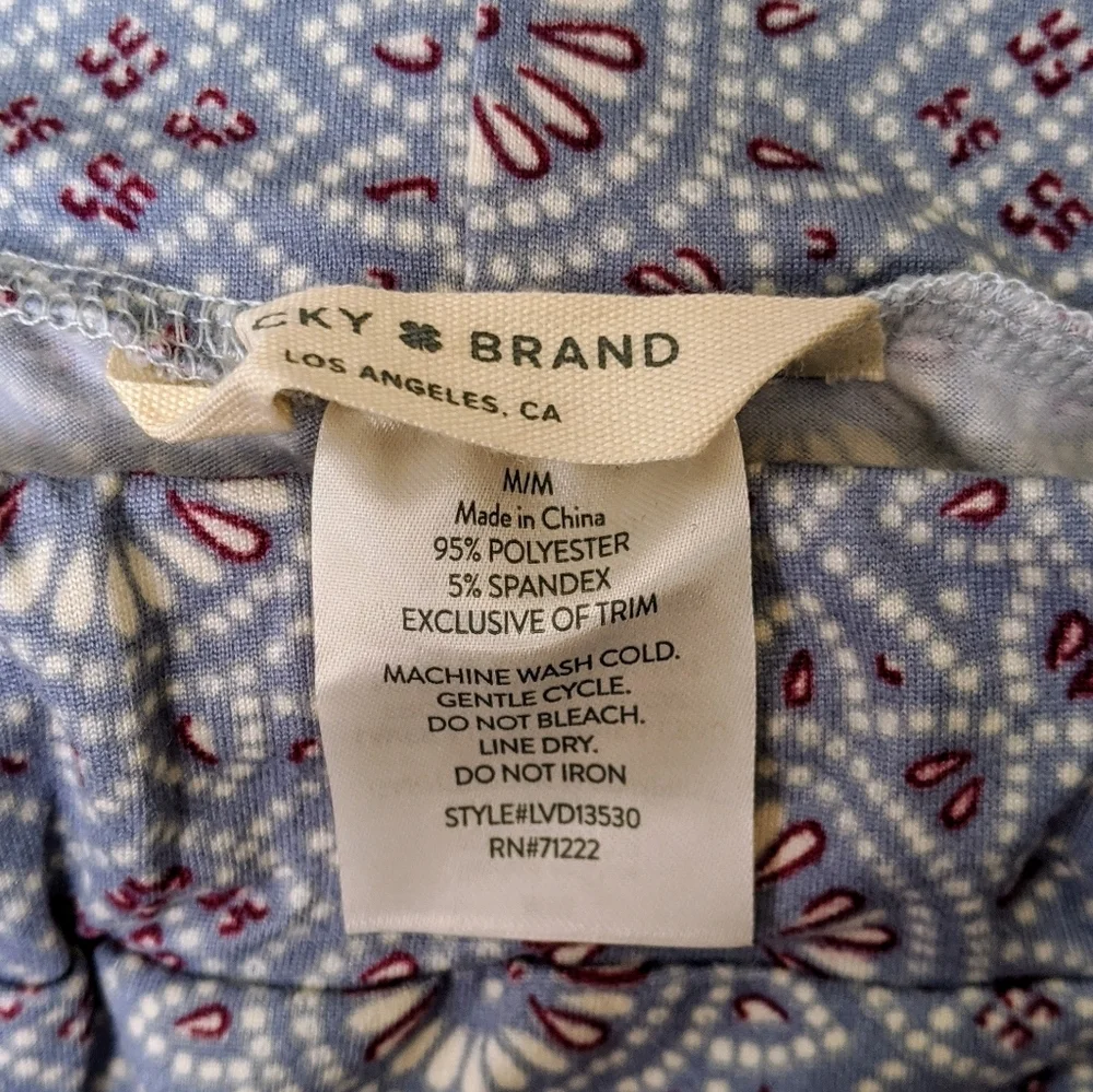 Lucky Brand Pajama Lounge Set Shorts Short Sleeve Tee Top White Red Blue M NWT - Picture 10 of 13